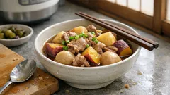 冷凍里芋で手早く「ちゃんと和食」里芋×さつまいも×豚肉の甘辛煮