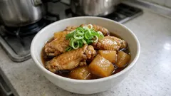 圧力鍋で3分加圧：手羽先と大根の煮物が短時間で味しみに