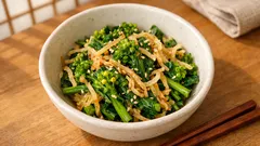 春のあと一品に：菜の花と切り干し大根のごま醤油和え、さっと茹でてすぐ完成