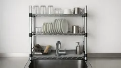 100均ジョイントラックで作るシンク上水切りラック 狭いキッチンが一気に広がる