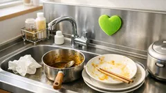 油汚れでスポンジが臭う前に、洗剤の前の「予洗い」でラクにする方法