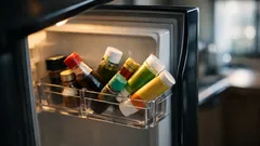 ダイソーの伸縮ドアポケットケースでチューブ調味料が倒れない冷蔵庫収納に