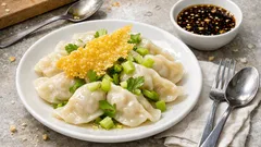 チルド水餃子がごちそうに：レンジでパリパリチーズ×セロリのせ