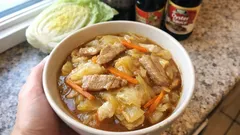 冷たいフライパンからがコツ：白菜と豚肉のとろとろ旨煮、餡がダマになりにくい作り方